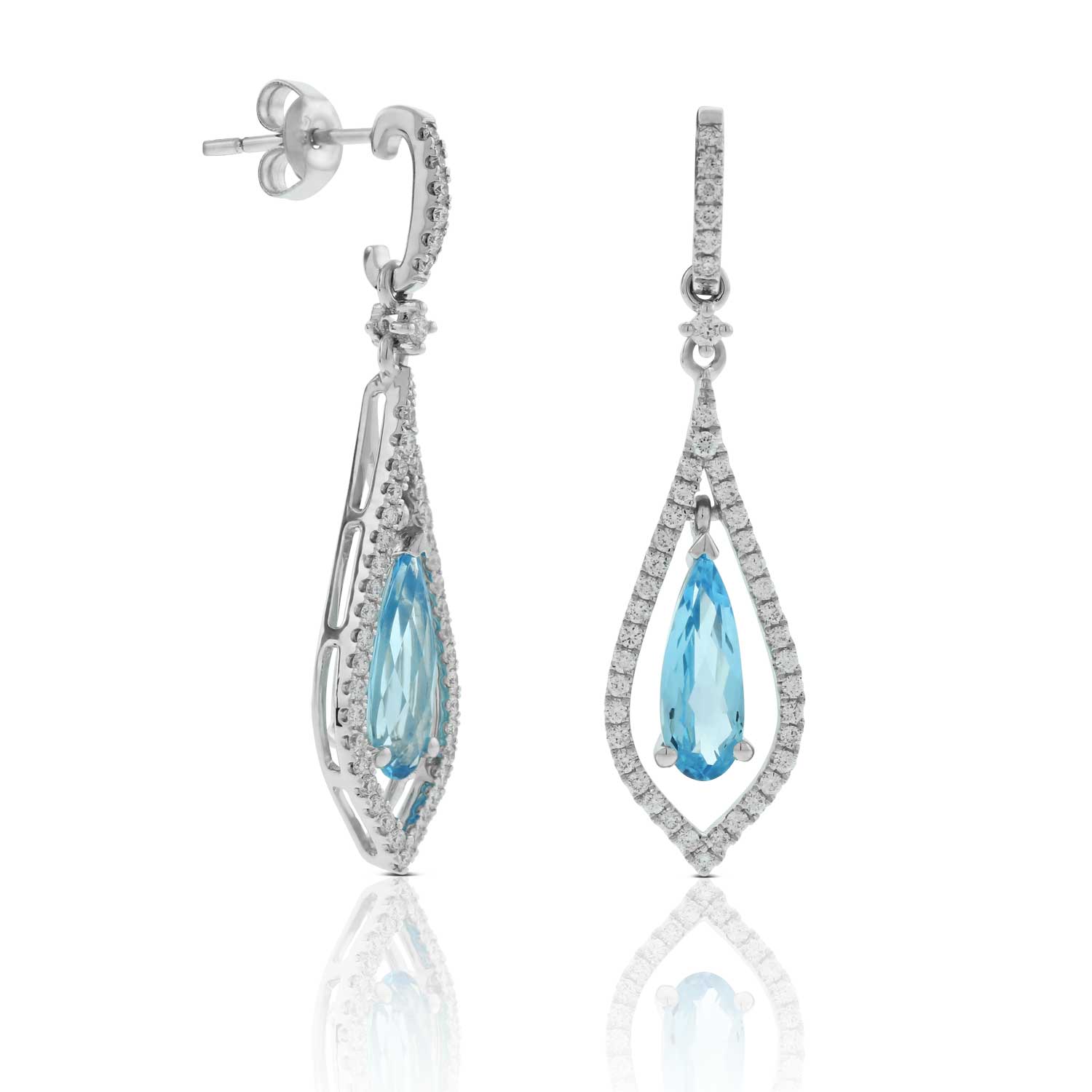 Pear Shaped Blue Topaz & Diamond Earrings 14K | Ben Bridge Jeweler
