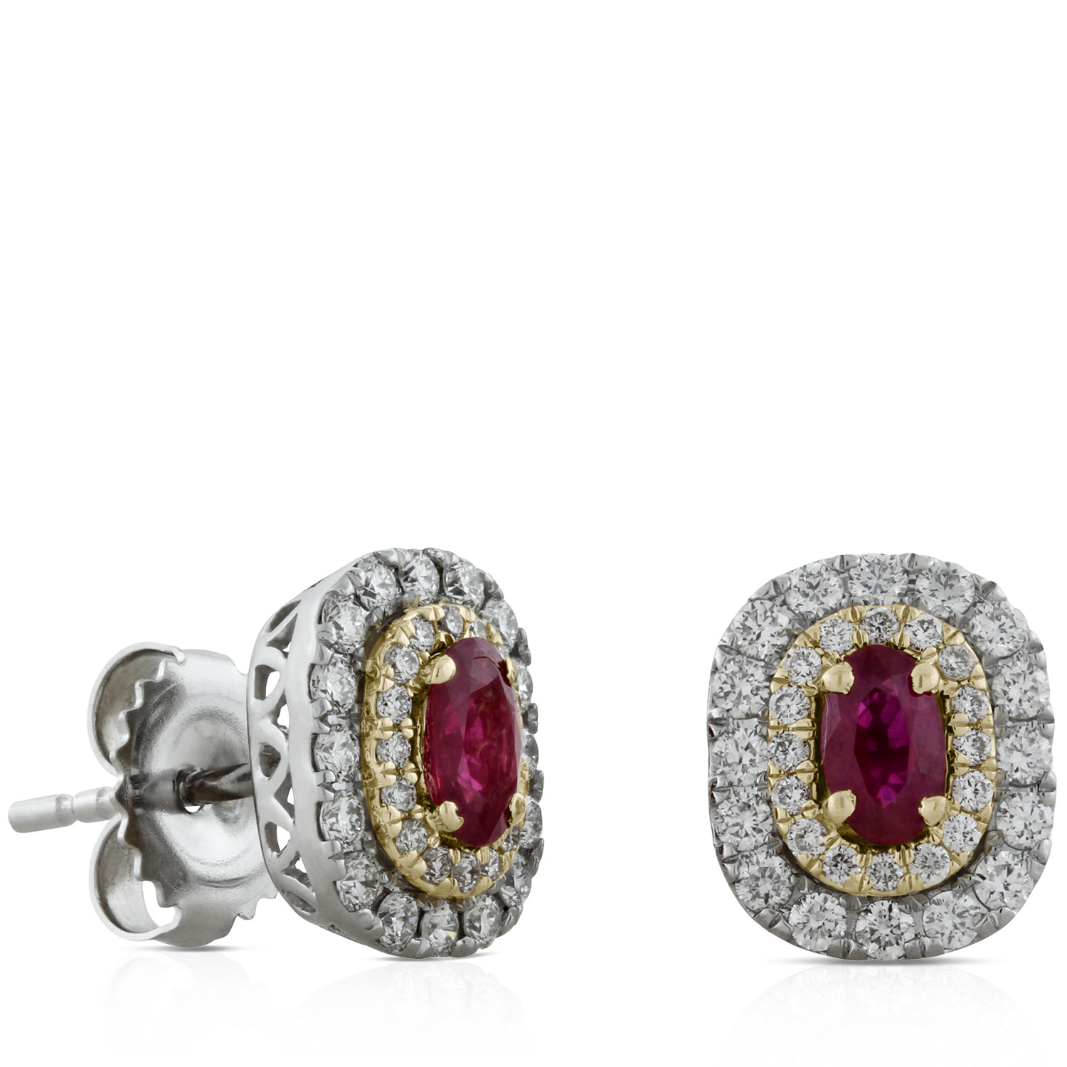 Ruby & Diamond Halo Earrings 14K | Ben Bridge Jeweler