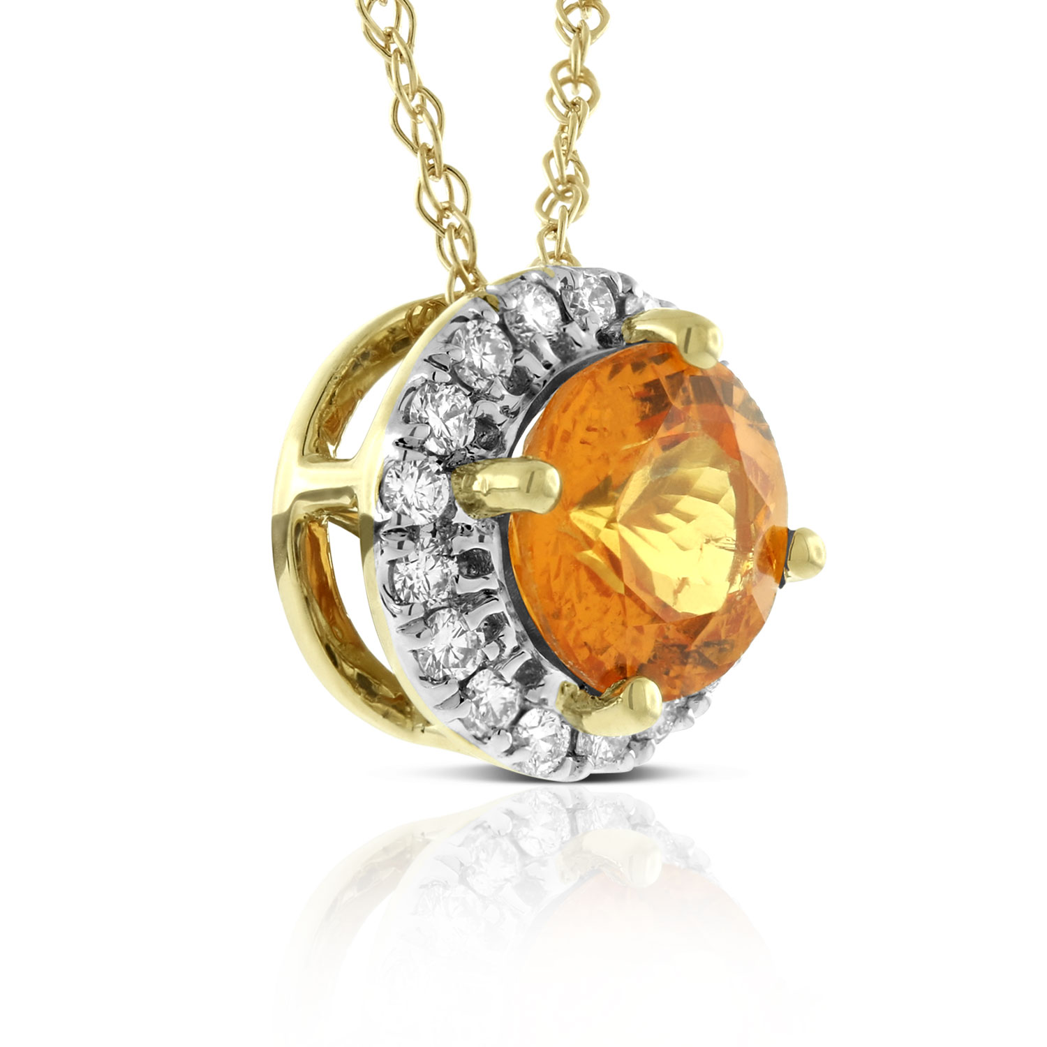 Spessartine Garnet with Ruby, White & Champagne Diamond Medium Pendant -  Element 79 Contemporary Jewelry