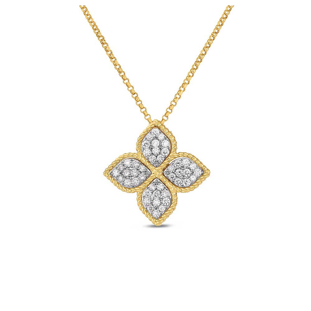 Roberto Coin Princess Flower Diamond Necklace 18K - 7771369AJCHX | Ben ...